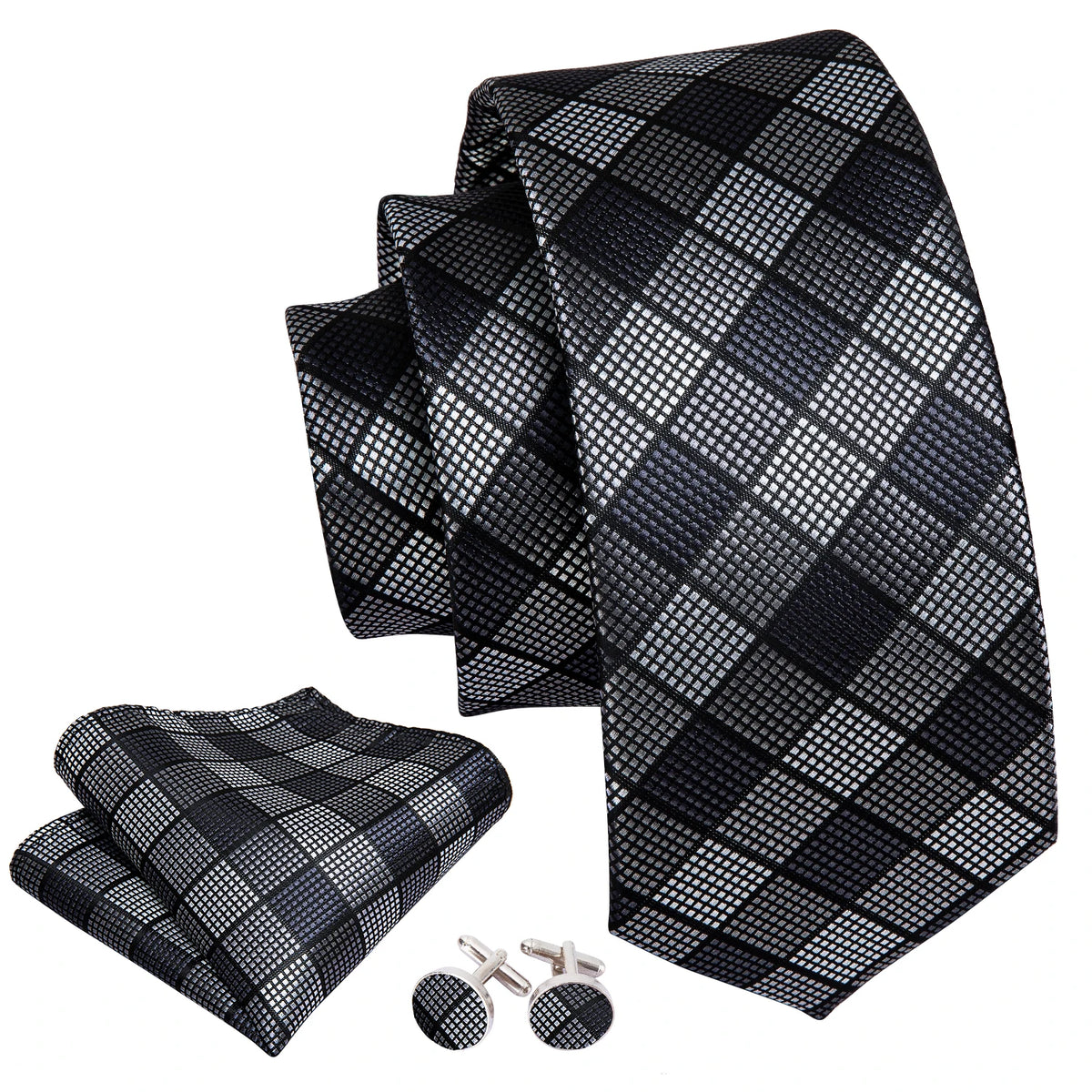 Floral Necktie Set for Men — Tie, Pocket Square & Cufflinks