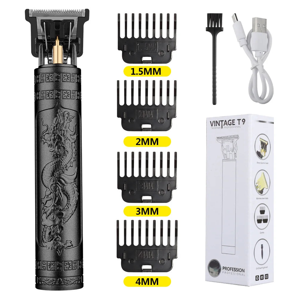 Retro T9 Hair Clipper Set — Professional Haircutting Machine with Accessories