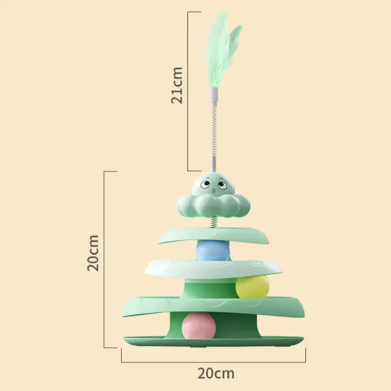 3-Layer Cat Turntable Ball Toy with Octopus Teaser Wand – Interactive Puzzle Toy for Cats