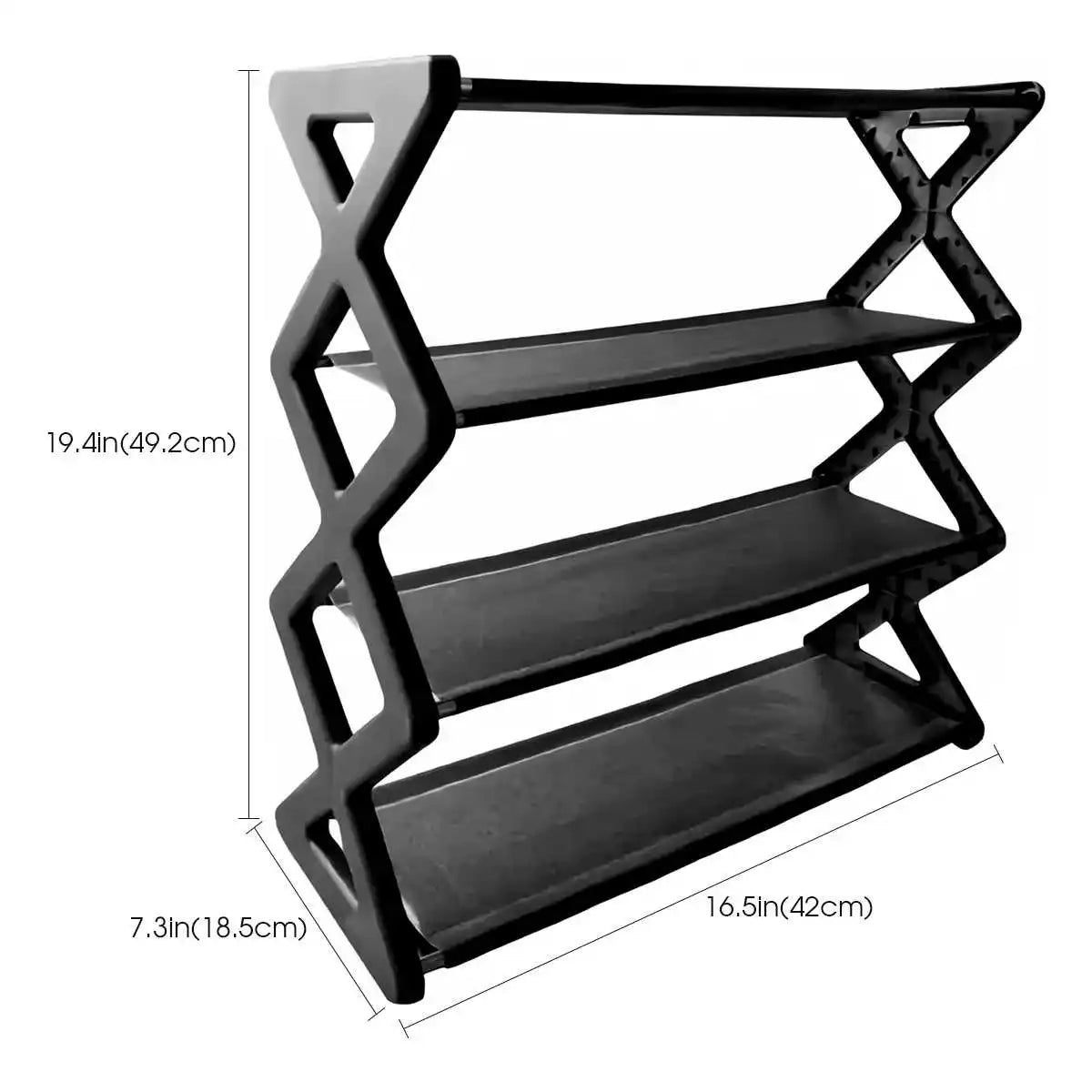 Zapatero de 4 niveles en forma de X – Resistente al polvo, que ahorra espacio | Capacidad para 8 a 10 pares