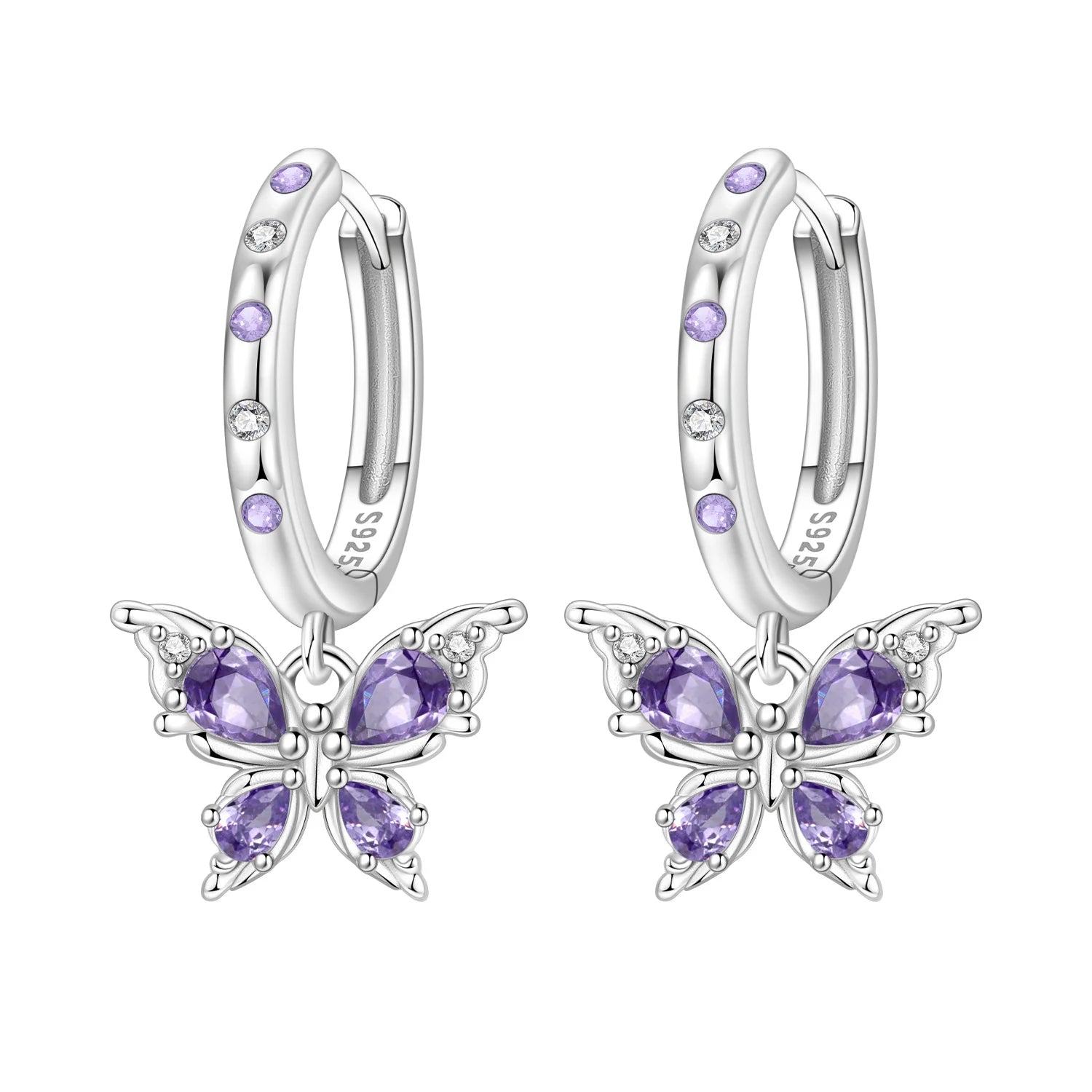 925 Sterling Silver Zircon Butterfly Drop Earrings – Women's Fine Jewelry