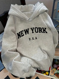 New York Lettering Relaxed Hoodie – Heather Gray