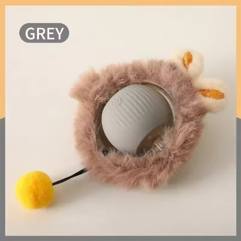 Juguete de bola para gatos con cola y auto-rodante — Recargable por USB