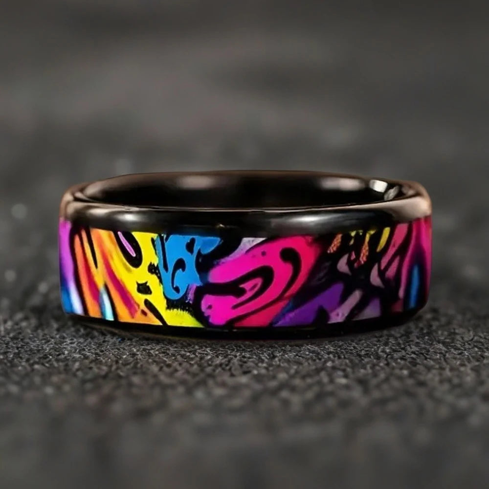 Cyberpunk 8mm Stainless Steel Ring | Gothic Punk Biker Jewelry for Men & Women