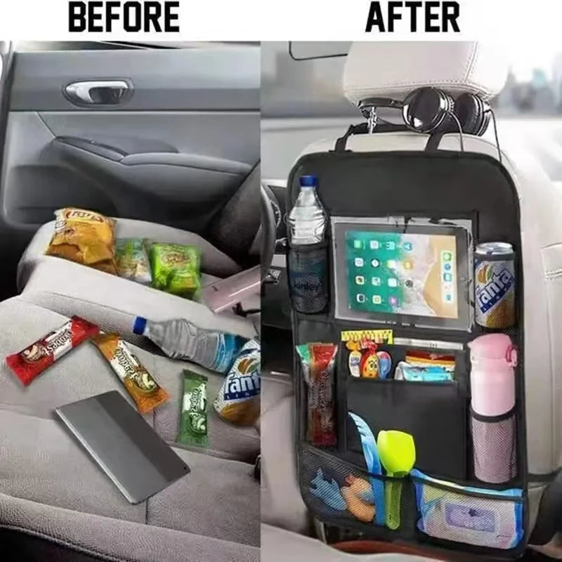 Organizador de asiento trasero de coche con soporte para tablet | Bolsa multi-bolsillo de Oxford para respaldo de asiento