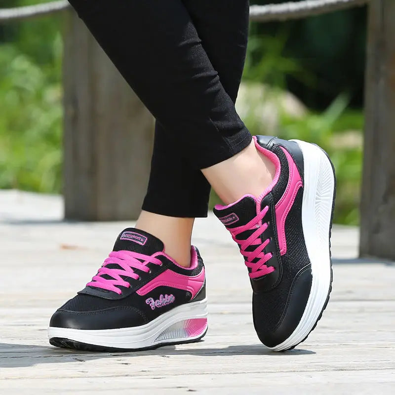 Zapatillas deportivas de malla transpirable con cordones para mujer – Zapatillas ligeras y acolchadas para caminar