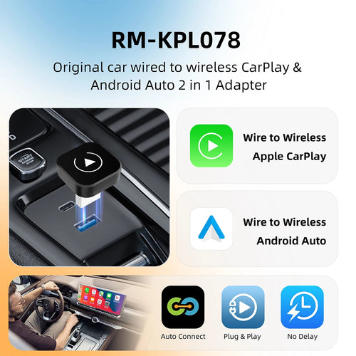 2-in-1 Wireless CarPlay & Android Auto Adapter – Plug & Play USB Dongle