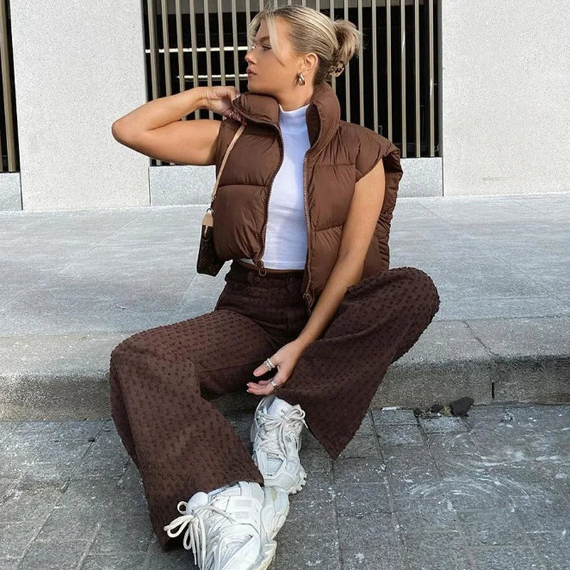 Cropped Quilted Puffer Vest – 5 Colors