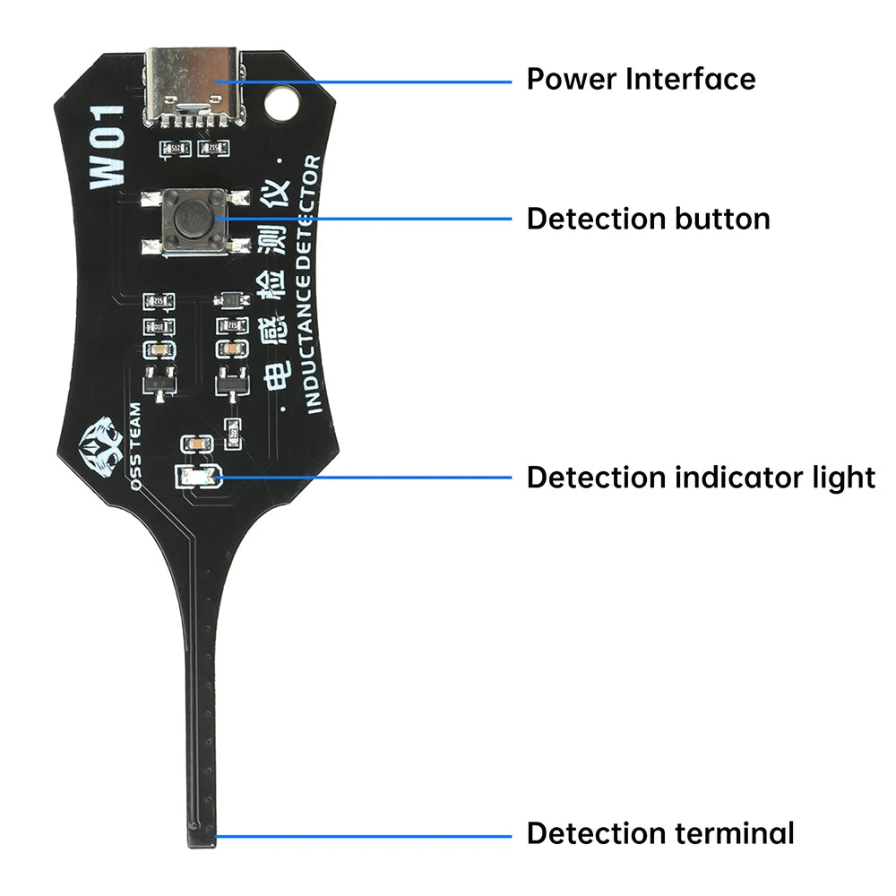 W01 Inductor Detector & Motherboard Coil Tester — Electromagnetic Fault Checker