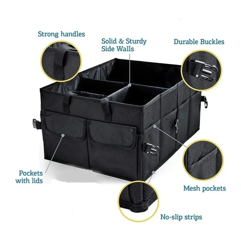 Organizador grande plegable para maletero de coche | Caja de almacenamiento de carga de Oxford ecológica