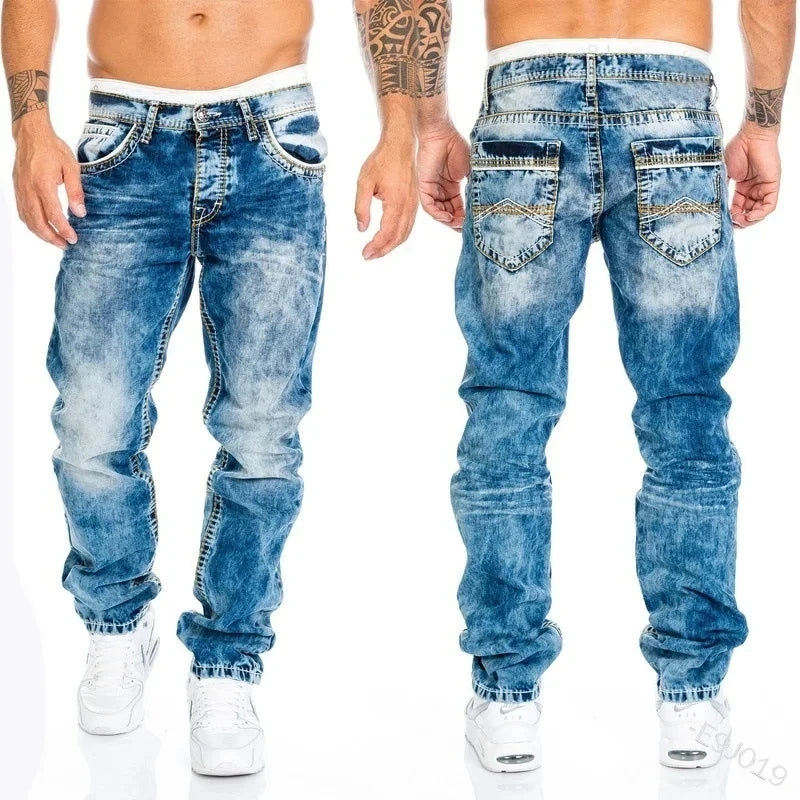 Unisex Solid Stretch Denim Straight-Leg Jeans