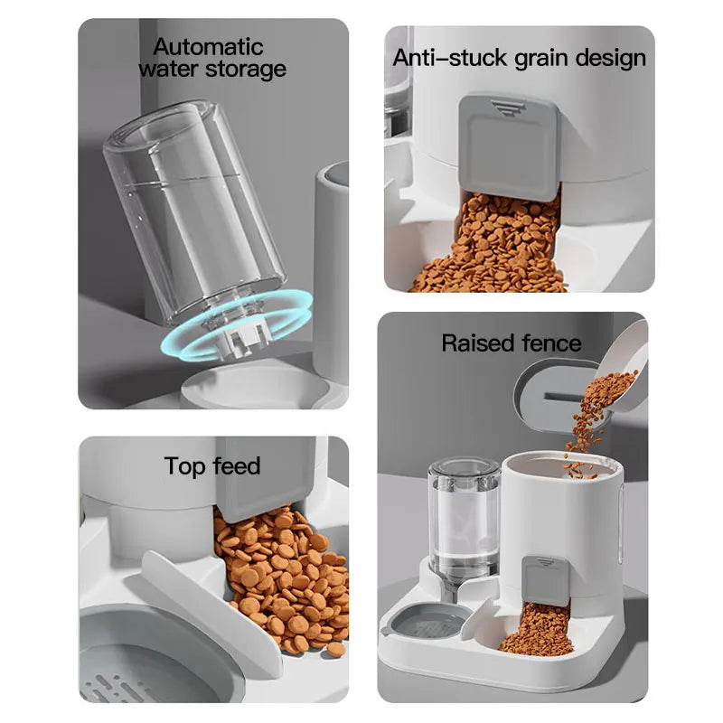 Automatic Gravity-Fed Cat Water Dispenser & Feeder – Spill-Proof, Large Capacity