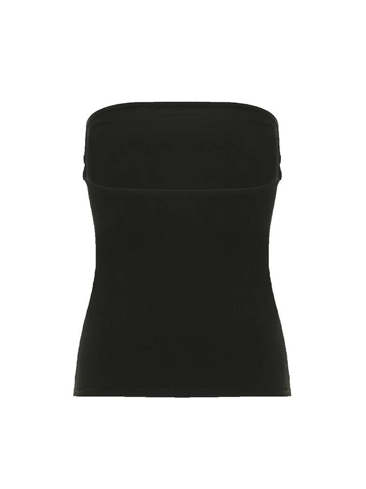 Gothic Graphic Strapless Tube Top – Y2K Cropped Vest for Women