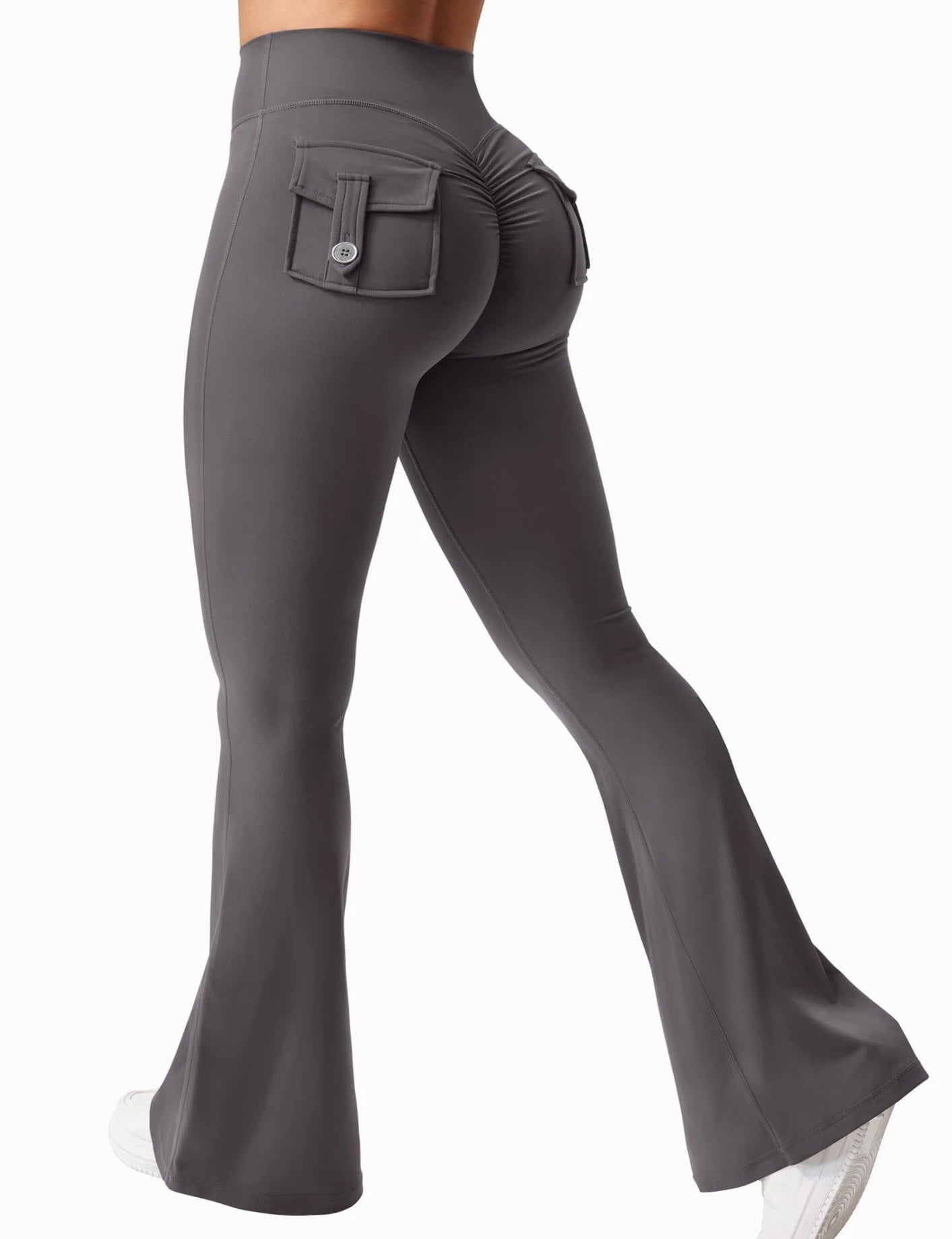 Leggings de yoga de pierna ancha para mujer, nuevos, de alta elasticidad, sensación de desnudez, compresión, ropa de trabajo de fitness con bolsillos, pantalón de yoga