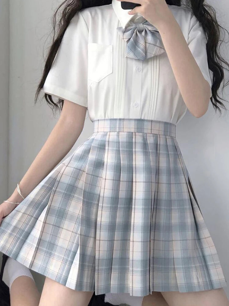 Plaid Bow-Knot Pleated Mini Skirt