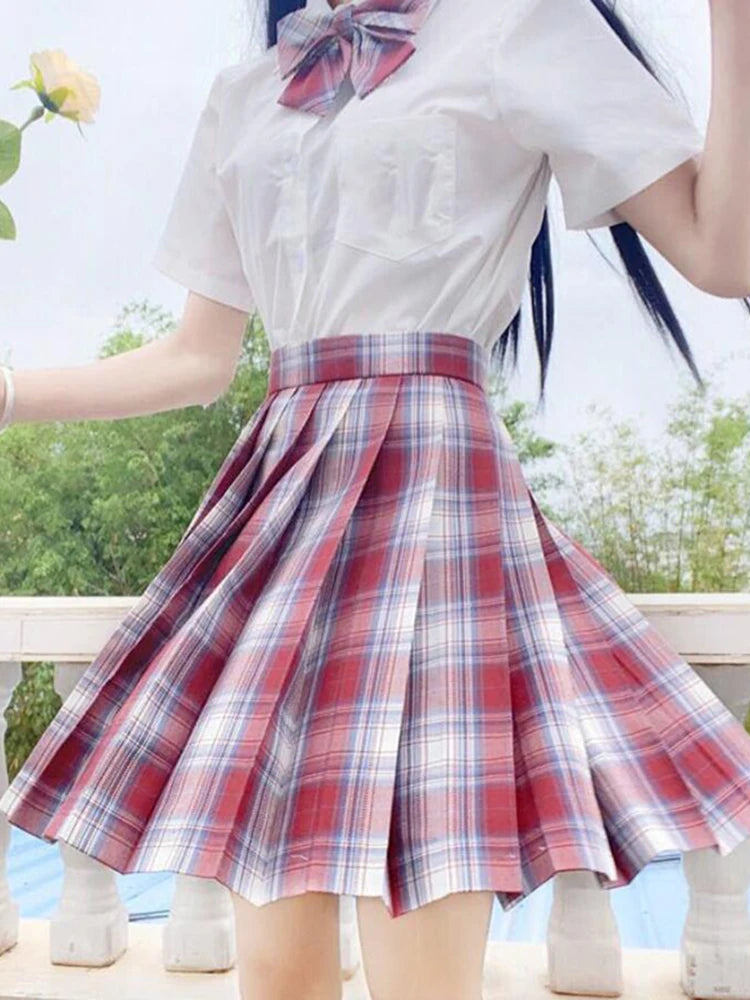Plaid Bow-Knot Pleated Mini Skirt