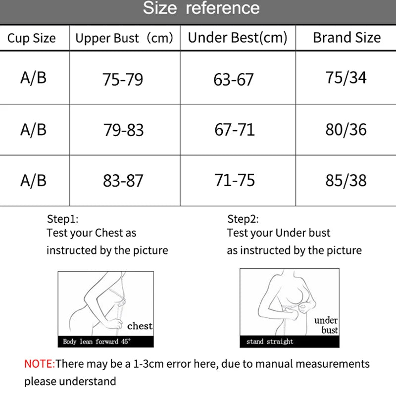 Women's Deep V Push-Up Bra — Underwire, Backless, Padded, Sizes 34–38