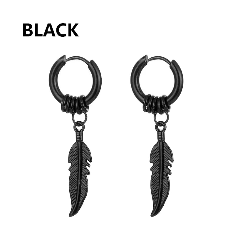 Punk Stainless Steel Hoop & Stud Earrings – Unisex Round & Cross Style