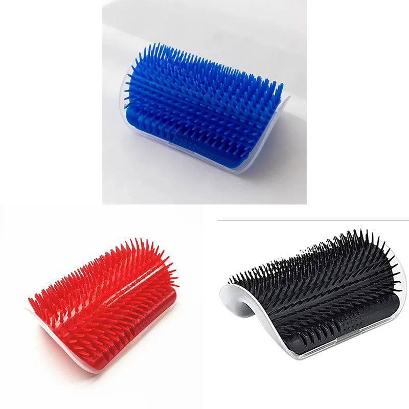 Cat Self-Groomer Brush & Massage Comb with Catnip – Corner Wall Scratcher for Kittens & Cats