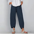Women's Cotton Linen Harem Pants with Pockets