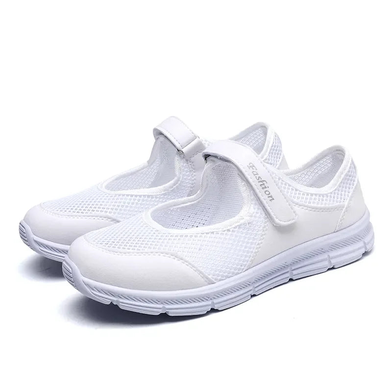 Zapatillas de malla transpirables para mujer – Zapatos vulcanizados ligeros para caminar y trabajar