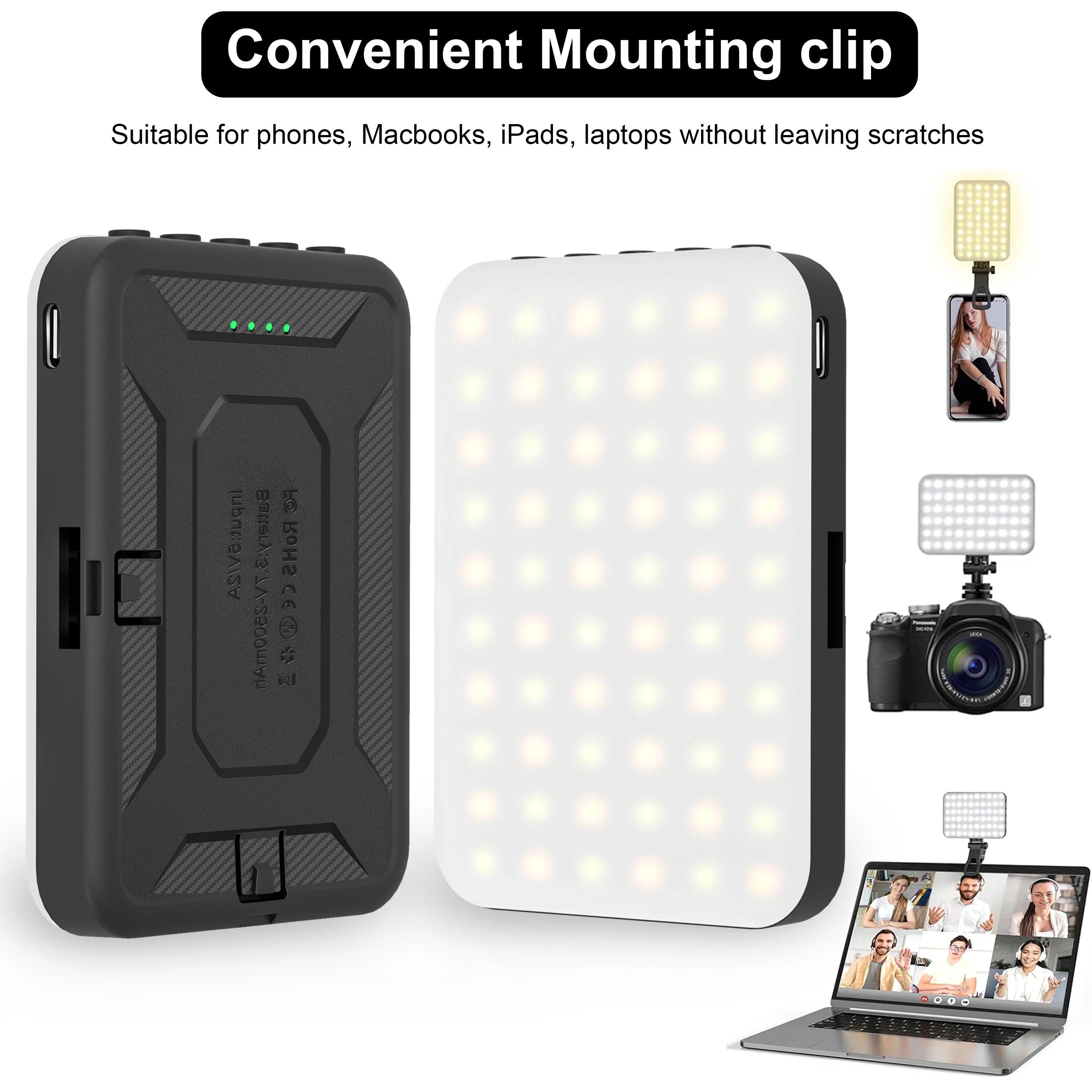 LED Selfie Ring Light — 60 LEDs, 7 Brightness Modes, Bi-Color 2500K-6500K