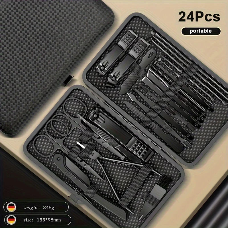 Stainless Steel Manicure & Pedicure Set – 8 to 24 Piece Nail Care Kit