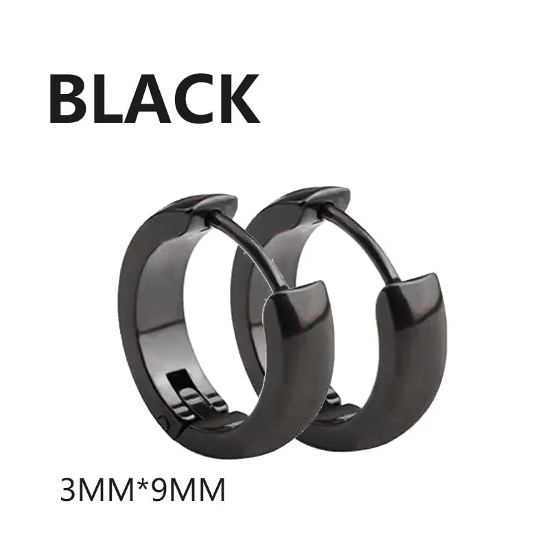 Punk Stainless Steel Hoop & Stud Earrings – Unisex Round & Cross Style