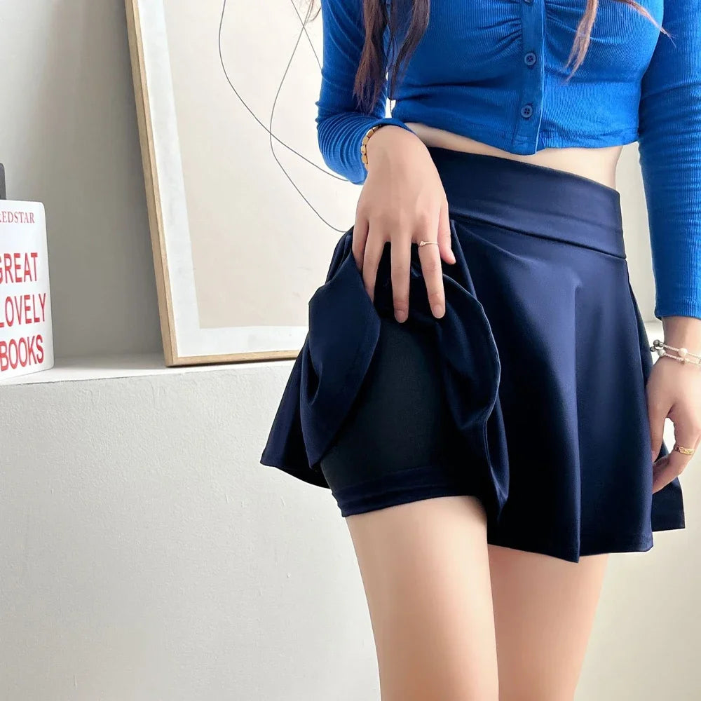 Pleated Flared Mini Skirt