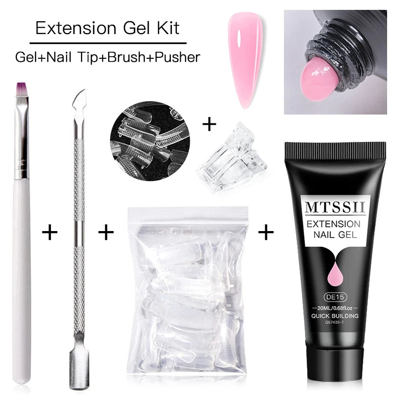 5-Piece Poly Nail Extension Gel Set – 20ml UV/LED Soak Off