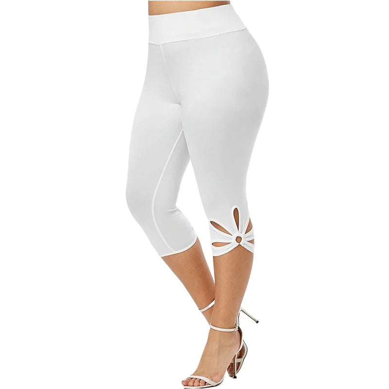 Women's plus Size Stretch Leggings Summer Elastic Waist Seamless Casual Capri Pants Short Length Essential Leggins for Mujer
