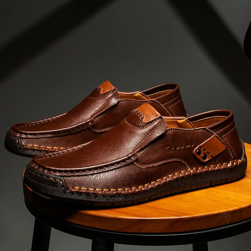 Men's Handmade Leather Loafers | Slip-On Casual Walking Shoes