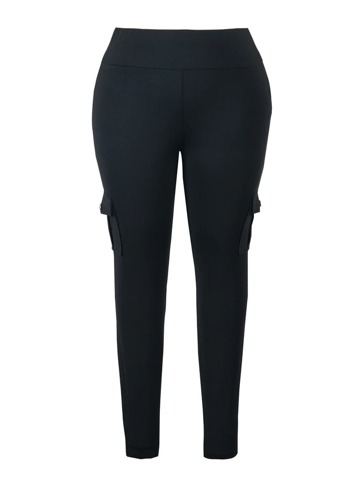 Plus Size Women's Butt Lift Leggings with Flap Pockets Women's Workout Leggings All Season All Season Casual Best Choice