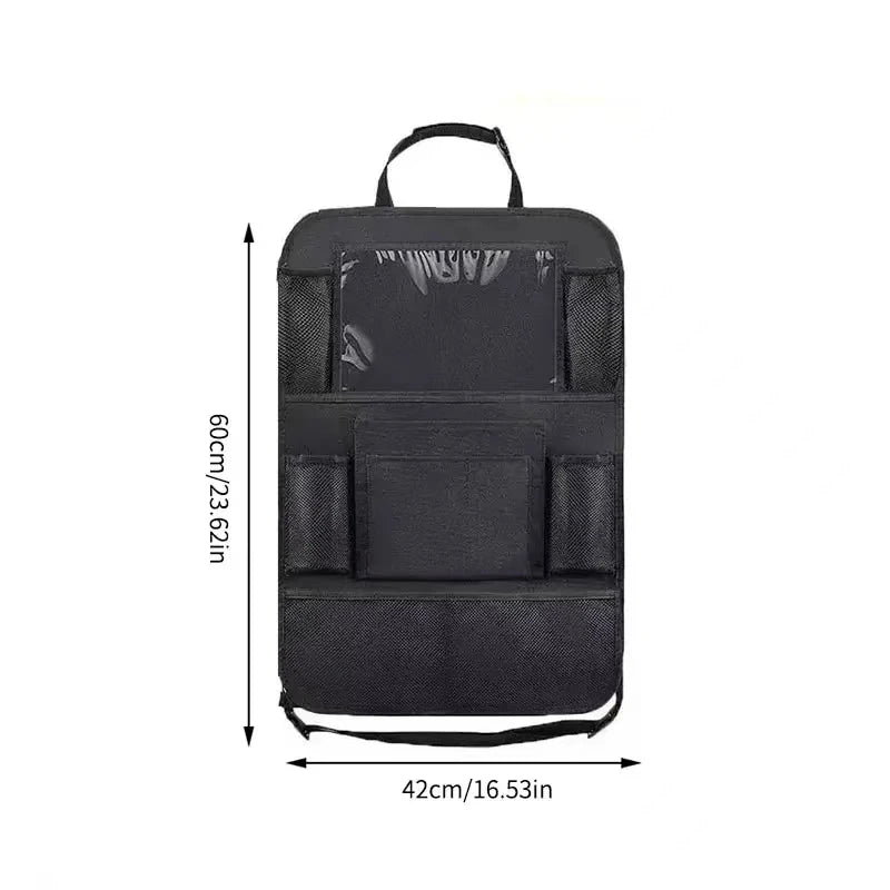 Organizador de asiento trasero de coche con soporte para tablet | Bolsa multi-bolsillo de Oxford para respaldo de asiento