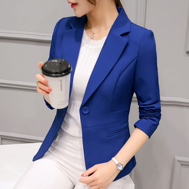 Women's Slim Fit Long-Sleeve Blazer – Classic Office Jacket