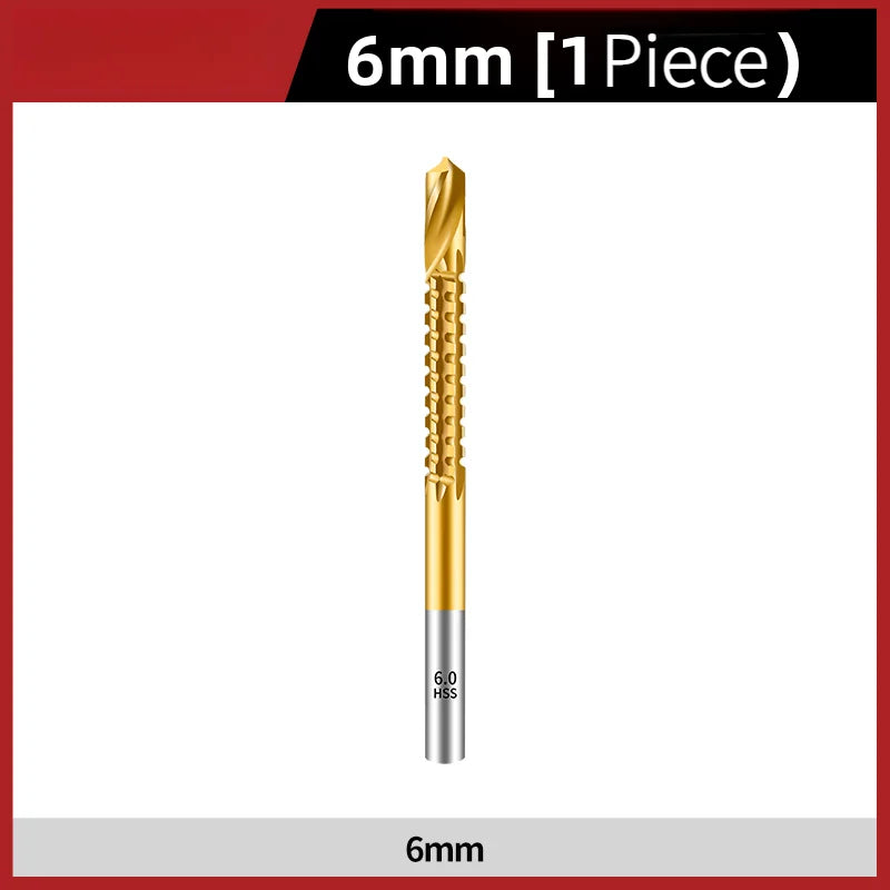 TG Multifunctional Titanium Plated Saw Drill Bit 3-13mm for Woodworking with Serrated Flute Design