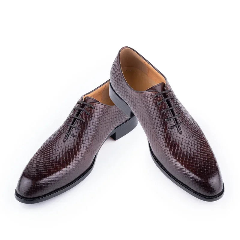 Zapatos Oxford de vestir de lujo para hombre de cuero genuino | Zapatos de vestir y boda con punta fina