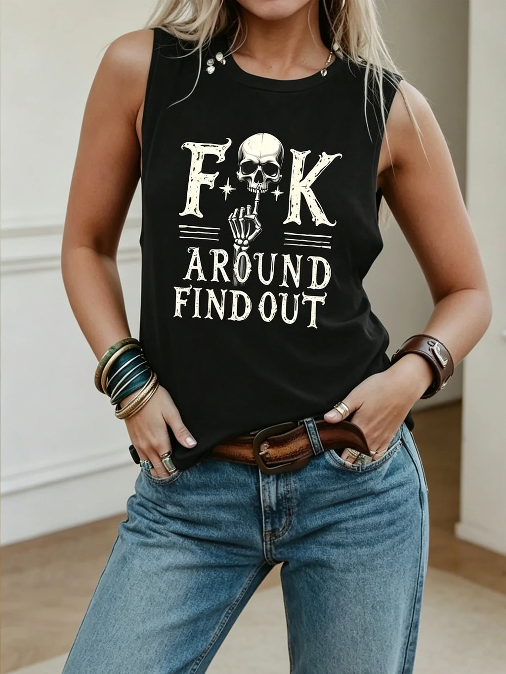 Women's Dark Street Retro Printed Sleeveless Top