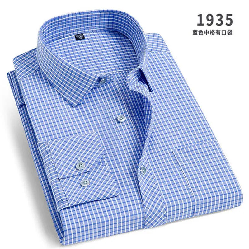 Camisa de manga larga a rayas ajustada para hombre