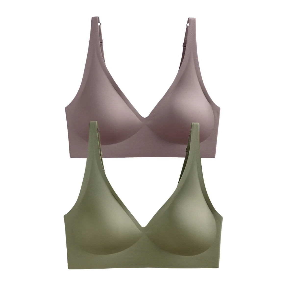 2-Pack Seamless Wireless Bras for Women | Deep V Push-Up Bralette | Soft Padded Convertible Straps S-2XL