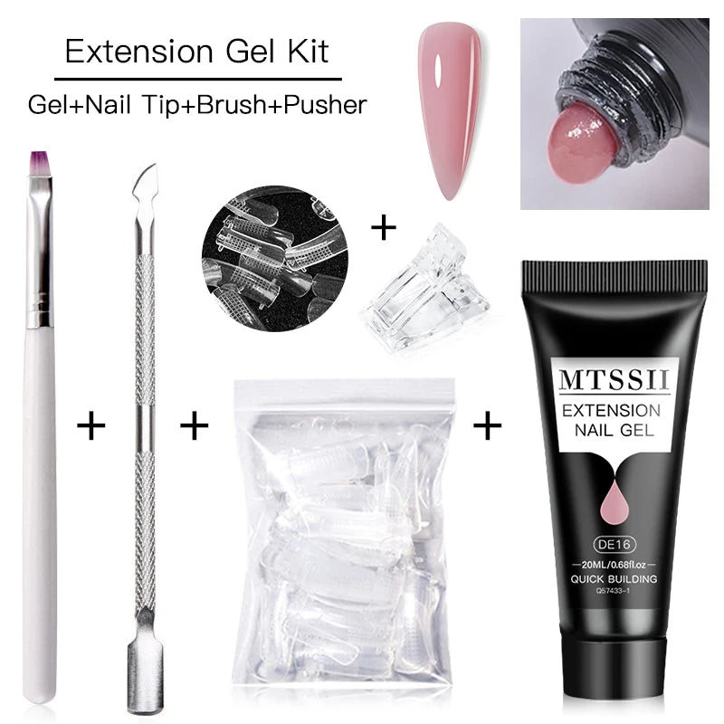 5-Piece Poly Nail Extension Gel Set – 20ml UV/LED Soak Off