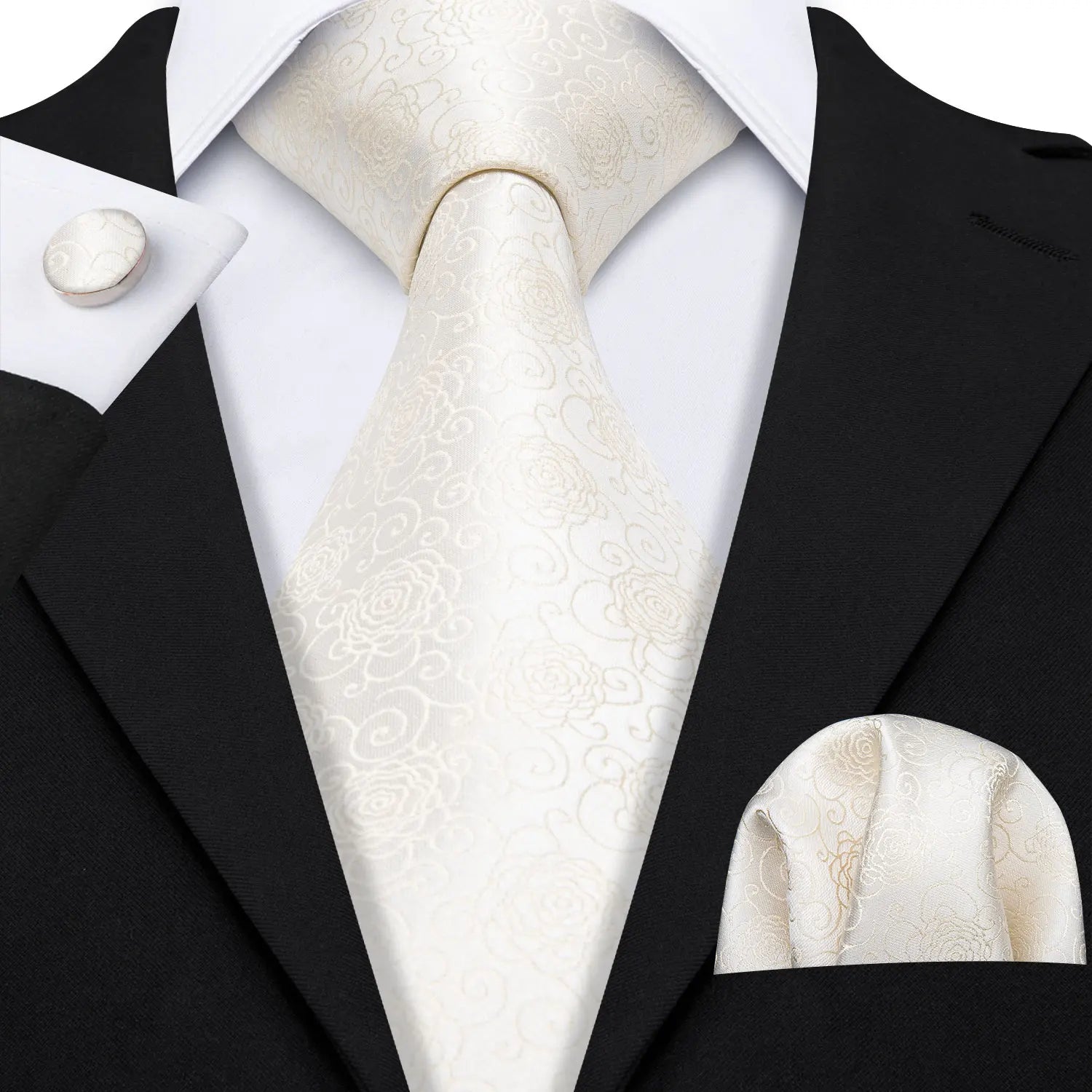 Jacquard Necktie, Pocket Square & Cufflinks Set – Unisex Gift