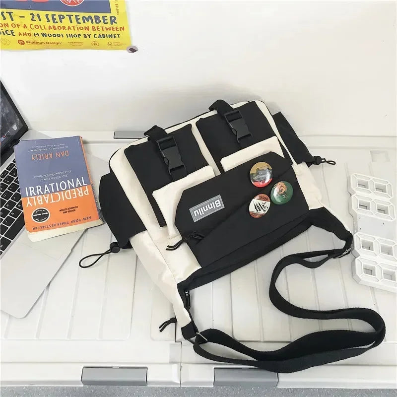 Harajuku Nylon Crossbody Bag — Unisex Street Style Messenger Satchel for School & Daily Use