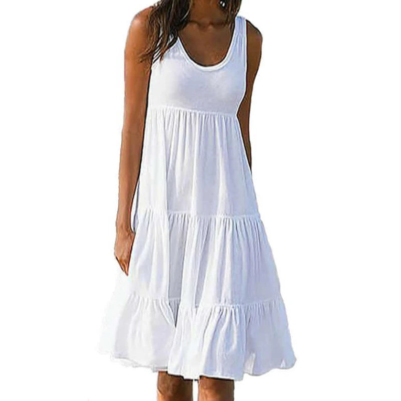 Ruffle Sleeveless Mini Sundress – Loose Casual Summer Dress for Women