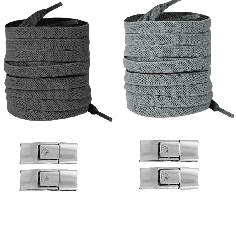 No-Tie Elastic Press-Lock Shoelaces – Flat 8mm, 100cm | Kids & Adults