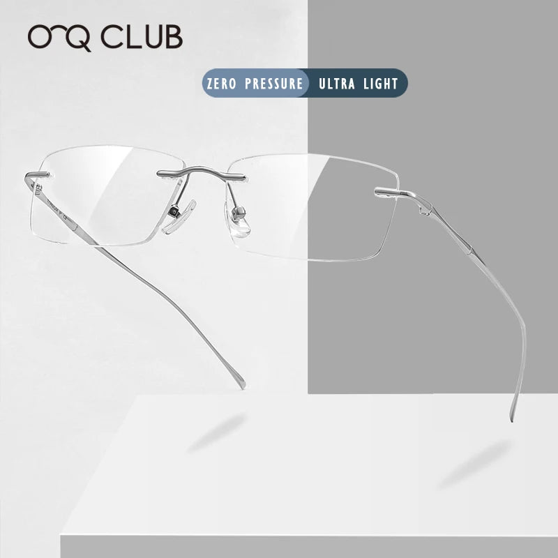 O-Q CLUB Ultra-Light Titanium Rimless Prescription Glasses | Unisex