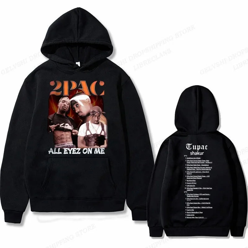 2Pac Graphic Hoodie – Unisex Oversized Fleece Hip Hop Sweatshirt
