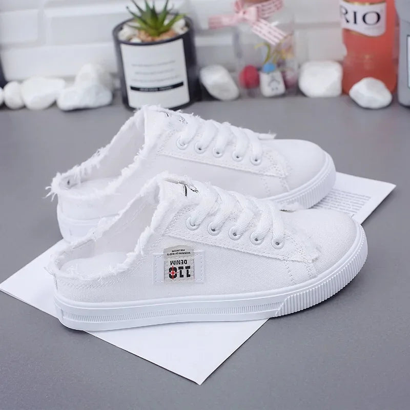 Zapatillas Bajas de Lona para Mujer – Zapatos Planos con Cordones para Primavera y Verano