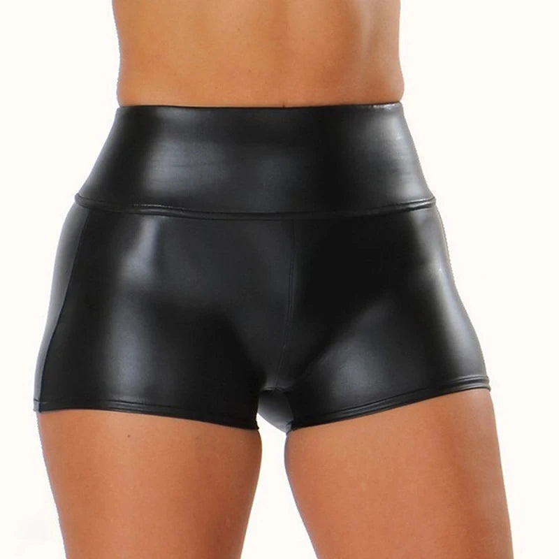 High Waist Faux Leather Mini Shorts
