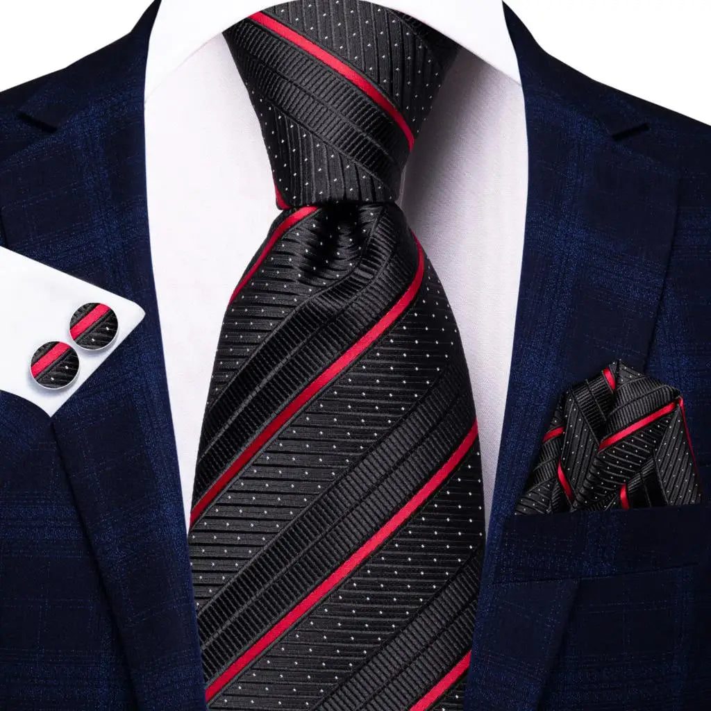 Floral Necktie Set for Men — Tie, Pocket Square & Cufflinks
